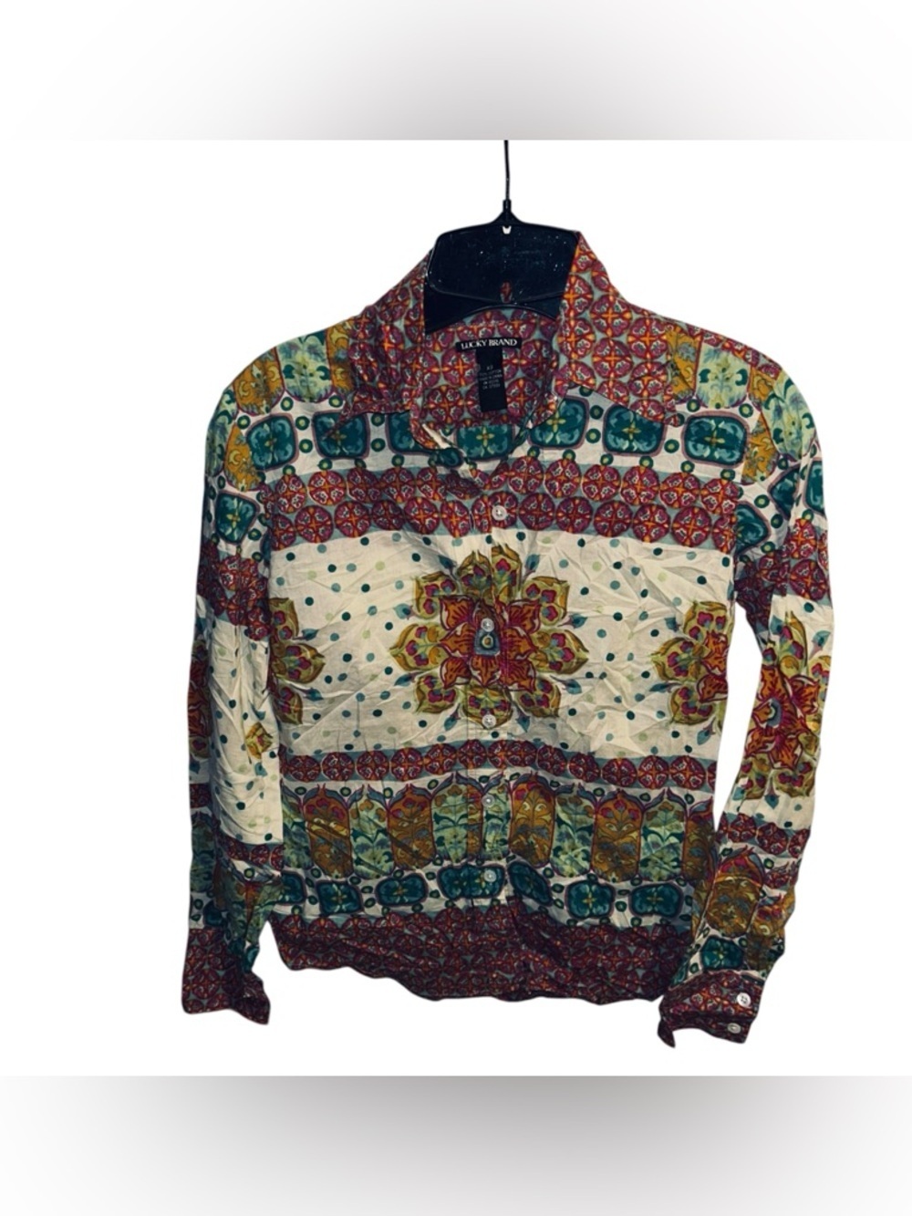 Lucky Brand Multicolor Paisley Tile Print Button-Up Shirt Size XSmall